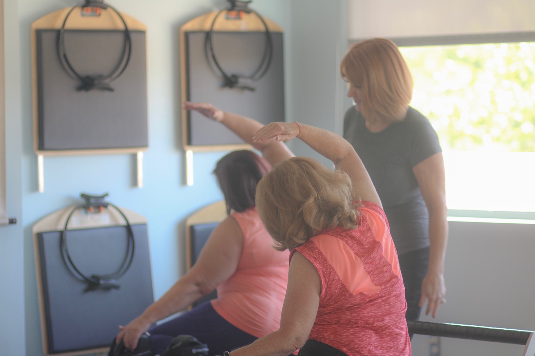 group of women in pilates class